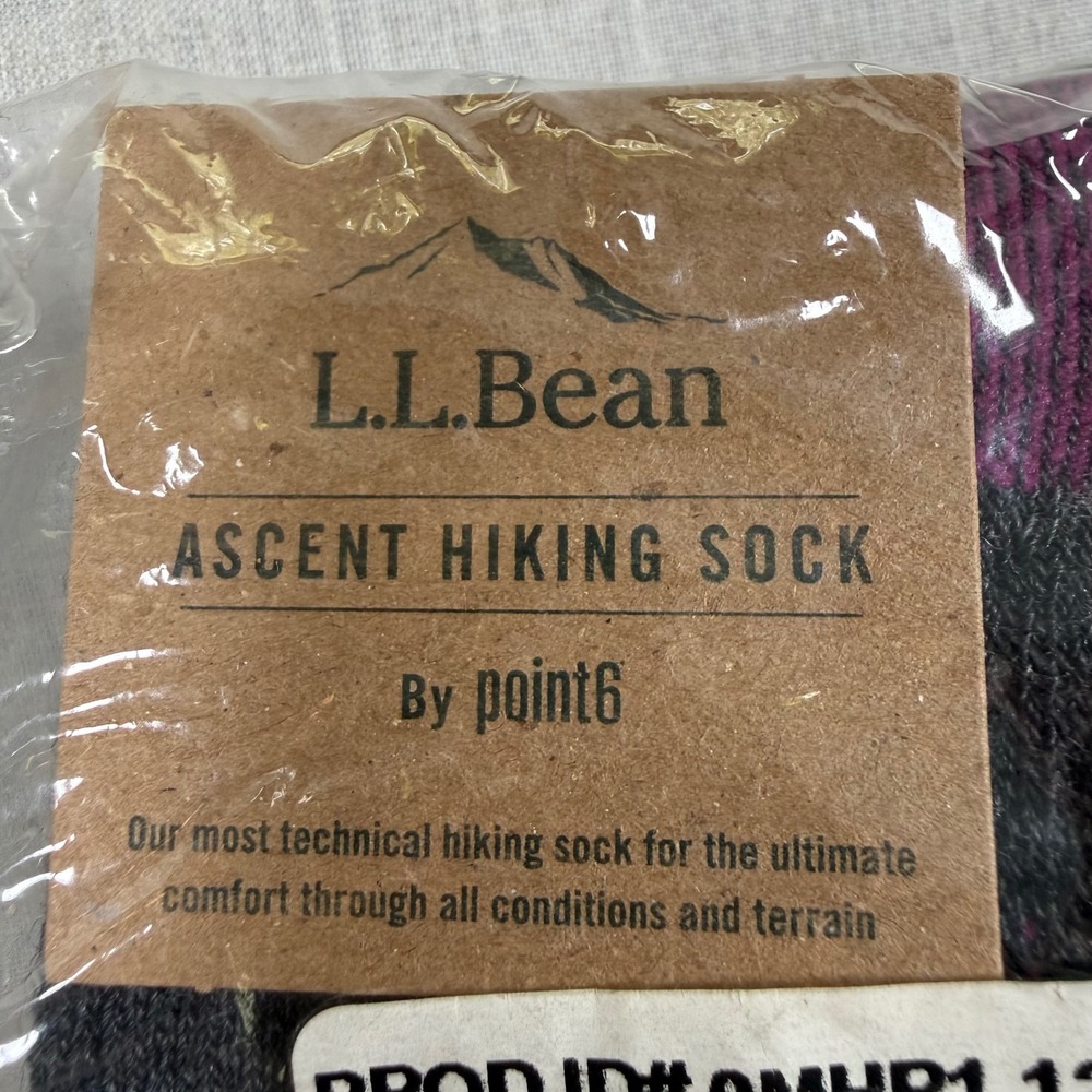 LL Bean Unisex Large Wool Blend Midweight Ascent Hiking Socks Point6 2 Pack USA